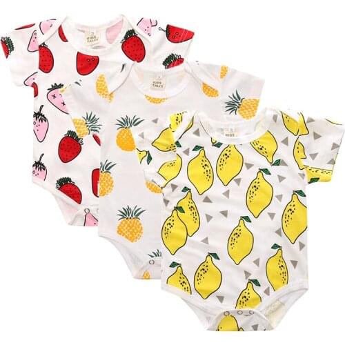 3 pcs / LOT New Baby Boy Clothes Toddlers Cartoon short sleeve pineapple cotton Children rompers Baby Pajamas Jumpsuits SR094