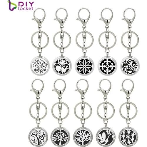 316L stainless steel Essential Oil Lobster buckle Keychain Jewelry 30mm Aromatherapy Keychain Jewelry 101-110