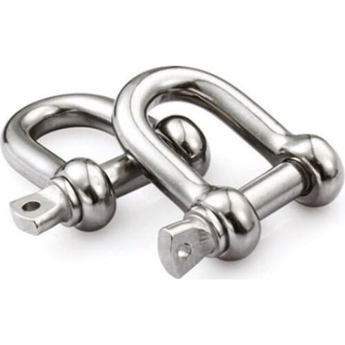 5PCS D Shackle Screw Pin 304 Stainless Steel Heavy Duty 4mm 5mm 6mm 8mm 10mm Chains Wirerope Lifting Camping Bracelets hooks