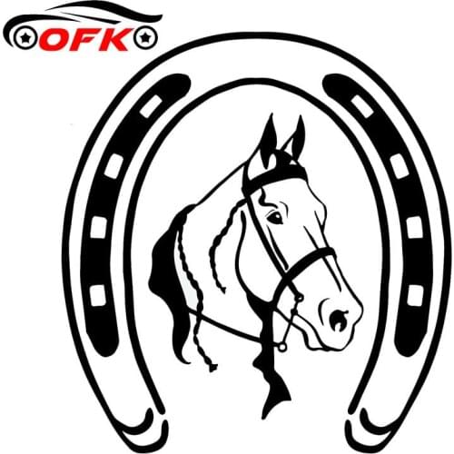 Car Stickers Decor Motorcycle Decals Horseshoe and Classic Horse Head Decorative Accessories Creative Waterproof PVC,20cm*19cm