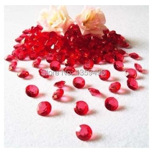 Free Shipping ! 1000 pcs / 6.5mm 1 Carat Acrylic Red Diamond Table Scatter Confetti Wedding Party favor Decoration