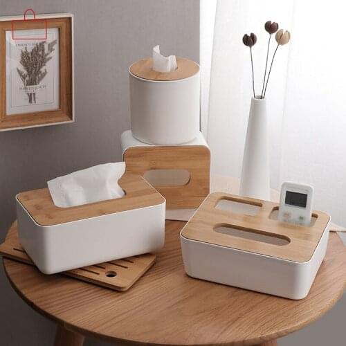 RSCHEF Home Kitchen Wooden Plastic Tissue Box Solid Wood Napkin Holder Case Simple Stylish