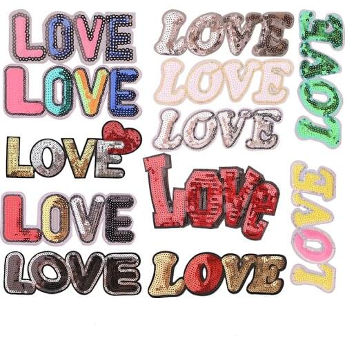 Cartoon Decorative Shiny Love Sequin icon Embroidered Applique Patches For Stickers DIY Iron on Badges on the backpack