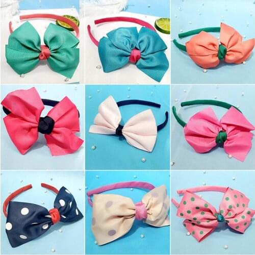 Children Headband Bow Tie Fabric New Thread Cute Headdress Girl Fashion Trend Retro Household Polka Dot Baby Gift Accessories