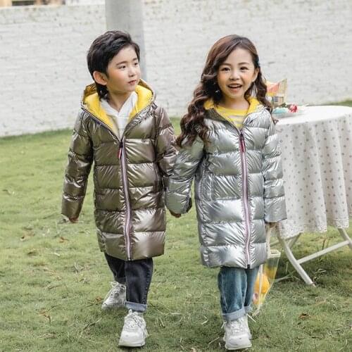 Children coats winter down cotton clothes fashion outerwear kids girls warming long jackets boys waterproof coats child garment