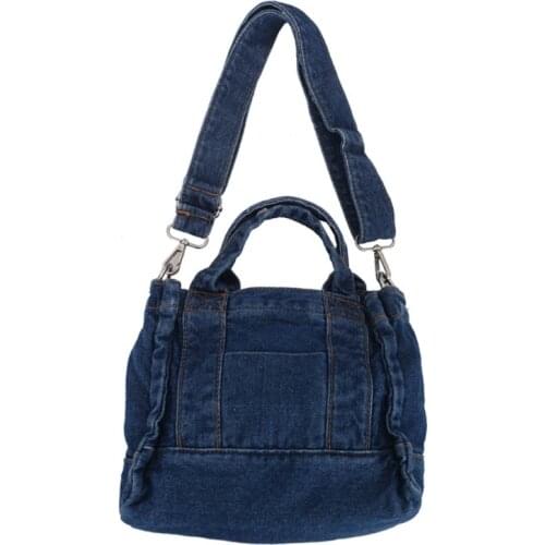 M68C Retro Travel Denim Shoulder Handbag with Adjustable Strap Cross Body Womens Jeans Bag Pouch Retro Travel Zipper Closure