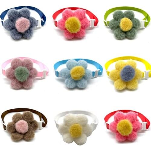 50/100pcs Small Dog Bow Tie Plush Flower Style Pet Supplies Small Dog puppy Cat Accessories Pet Dog Cat Bow Tie for Small Dogs