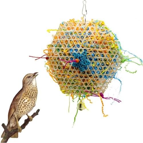 Pet Bird Parrot Cage Toy Colorful Hanging Toys Swing Hanging Bells Wooden Bridge Accessories Bird Toy Bird Parrot Chewing Toy