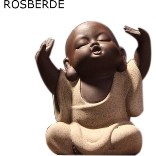 Dropship Ceramic buddha statues Painted pottery tea pet home decor Decoration small monk ornaments figurines desktop landscape
