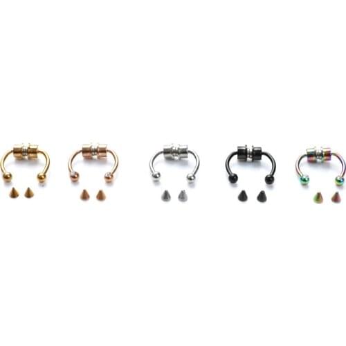 1PC Punk Nose Ring Reusable Alloy Fake Magnetic False Nose Ring Horseshoes Non Piercing Hoop Jewelry for Party Bar