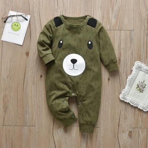 Newborn Baby Boy Romper Pajamas Cotton Cartoon Little Bear Print Long Sleeve Jumpsuit Autumn Infant Toddler Clothes