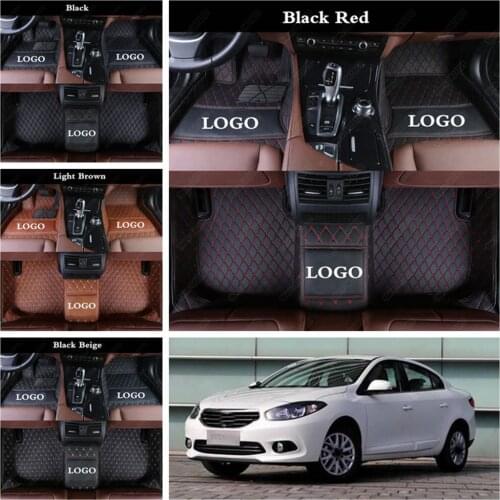 Leather Car Floor Mats for Renault Fluence Scenic Captur Talisman Espace Logan Custom Auto Foot Pads Car Carpet Cover Floor Mat