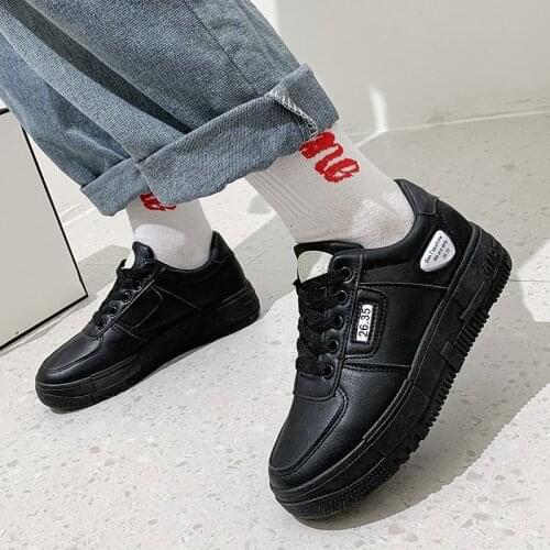 Lace-up White Sneakers Women Breathble Vulcanized Shoes Woman Pu Leather Women Casual Shoes Dames Sneakers Tenis Feminino 2020