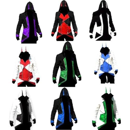 Assassins Creed Cosplay Adult Men Women Streetwear Hooded Jacket Coats Outwear Costume Edward Assassins Creed Halloween Costume