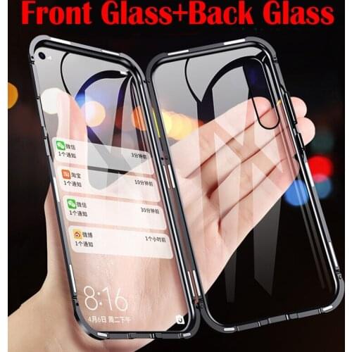 Magnetic case For Huawei P20 p20 pro Front and Back Glass Glass hard back cover metal frame protection For Huawei P20 Lite 2019