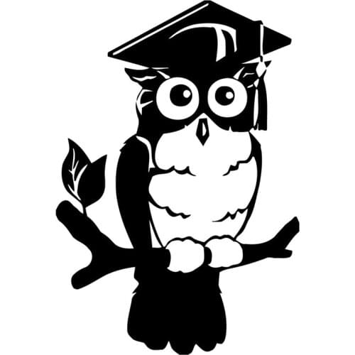 Owl Bird Cartoon Car Decals High Quality Car Window Decoration Personality Pvc Waterproof Decals Black/white, 17cm*11cm