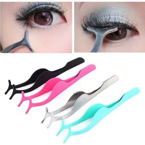Stainless Steel False Eyelash Fake Eye Lash Tweezers Applicator Clip Beauty Makeup Tool Make up Eyelashes Tweezers