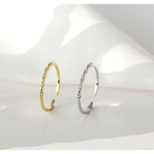 New 2021 Minimalist 925 Sterling Silver Thin Rings for Women Wedding Cubic Zircon High Quality Female Finger Ring Jewelry YRI200