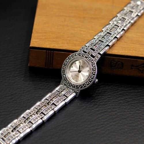 New Limited Edition Classic Elegant S925 Silver Pure Thai Silver Bracelet Watches Thailand Process Rhinestone Bussiness Watch