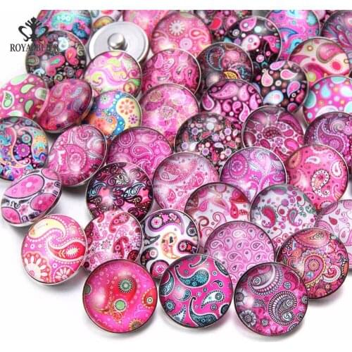 New Arrivals Wholesale 50pcs/lot New Mixed Colors Exotic Glass Charms 18mm Snap Button Fit Bracelet Snaps Jewelry KZHM013