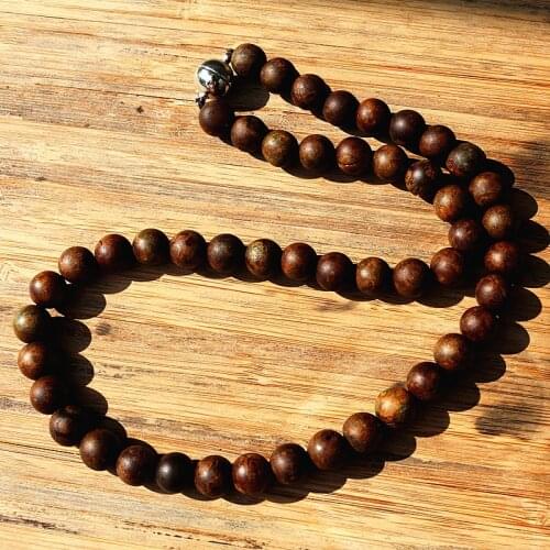 New Design Brown Mens 10mm natural stone Bead With Magnetic Clasps Necklace