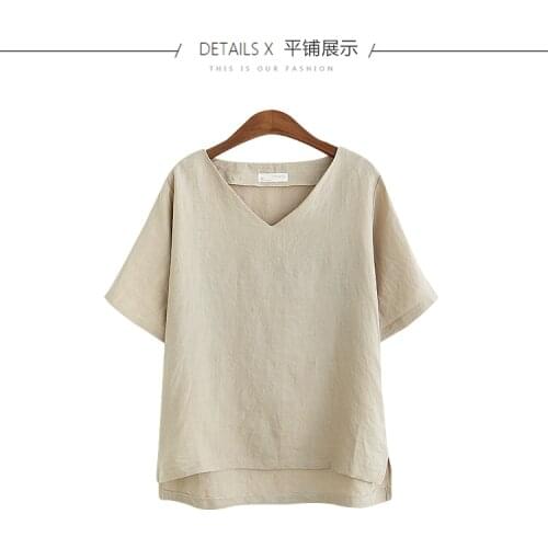 Plain V-neck T Shirt Women Cotton Elastic Basic T-shirts Female Casual Loose