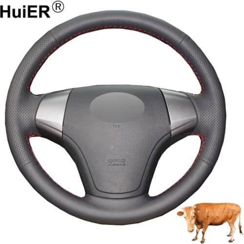 HuiER Hand Sewing Car Steering Wheel Cover Top Cow Leather Volant For Hyundai Elantra 2008 2009 2010 Braid on the Steering wheel