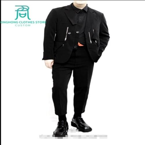 Custom dark retro chain suit for men with high quality and oversize mens wear M-6XL
