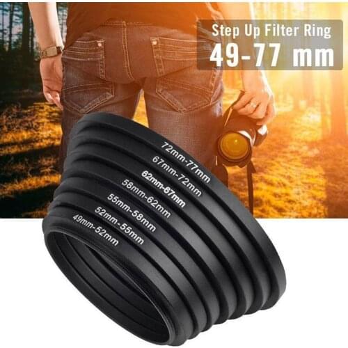 1 stks 49-52mm 52-55mm 55-58mm 58-62mm 62- 67mm 67-72mm 72-77mm 77-82mm Metalen Step Up Ring Lens Adapter Mount Voor Came