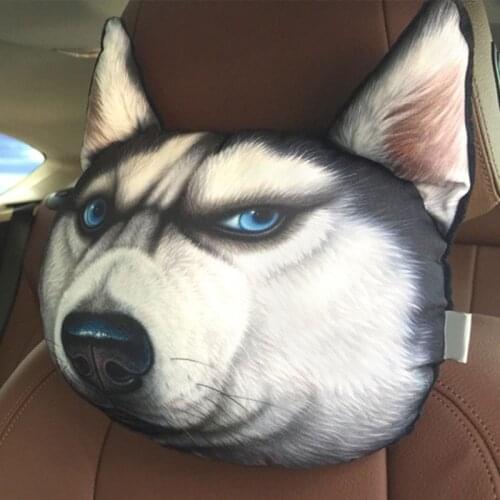 3D Printed Schnauzer Teddy Dog face Car Headrest Neck Rest Auto Neck Safety Cushion/ Car Neck Support Headrest With Carbon F19A