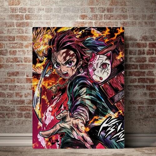 HD Prints Demon Slayer Poster Wall Art Japan Anime Character Canvas Painting Home Decoration For Bedroom Modular Pictures Frame