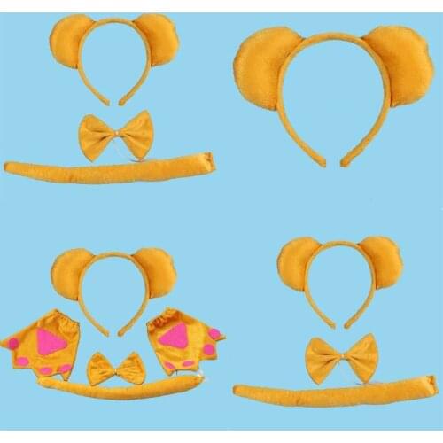 Kids Adult Animal Ear Headband Yellow Bear Headbands Halloween Party Costume Cosplay Head Band Halloween Party Favor