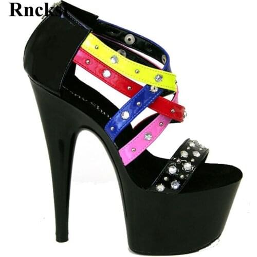 Rncksi Sexy Mult Color Pole Dance Summer Women High Platform Open Toe Shoes 17cm High-Heeled Shoes Slippers