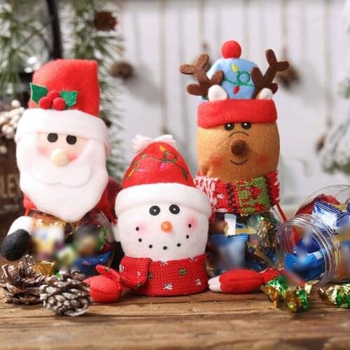 Christmas Gift Bags Bags Candy Jar Santa Claus Snowman Elk Penguin Doll Storage Bottle Child Kids Gifts Candy Bag Boxes New Year