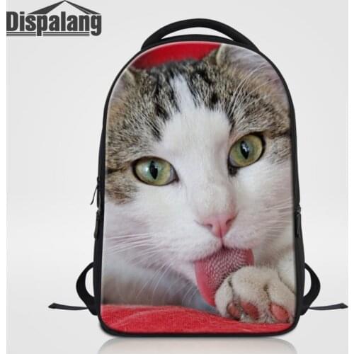 Dispalang Women Men Laptop Bagpacks Cute Cat School Bag For Teenage Girls Boys Mochila Feminina Schoolbags Large Notebook Bag