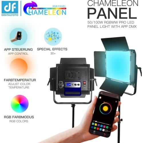 DIGITALFOTO 50/100W RGBWW CHAMELEON PANEL Video RGB LED Light With APP/DMX Control For Youtube Studio