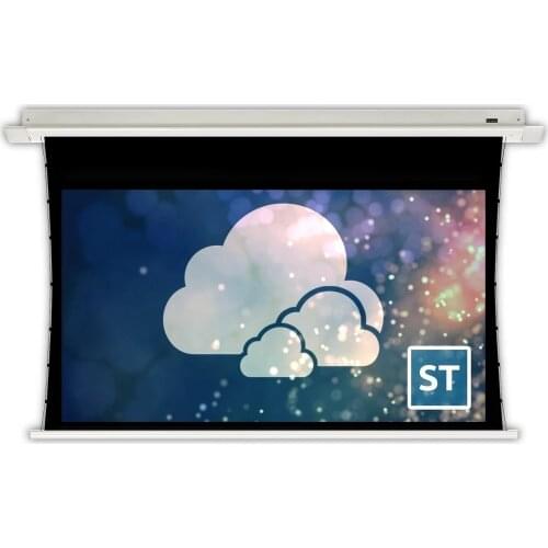 T4HBCA - 16:9 HDTV Premium In-ceiling motorized tab-tensioned projection screen - 4K White Woven Acoustically Transparent