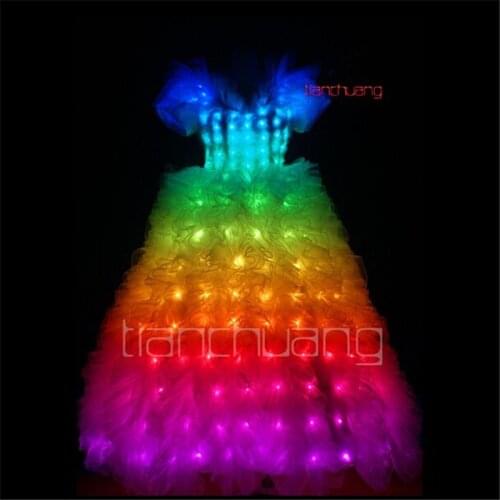 DMX programmable led light dress dj dance costumes luminous glowing skirt celebrate party wears RGB outfit full color led clothe