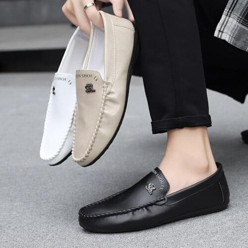 Genuine Leather Men Casual Shoes Italian Men Loafers Moccasins Slip On Mens Flats Breathable Hollow Out Male Driving Shoes