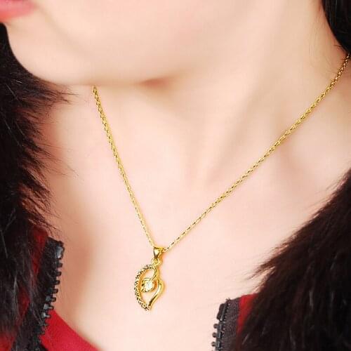 Fantasticing Design 24K Gold Pendant Necklace Delicate Leaf in Leaf Peandant Link Chain Necklace For Women/Girls