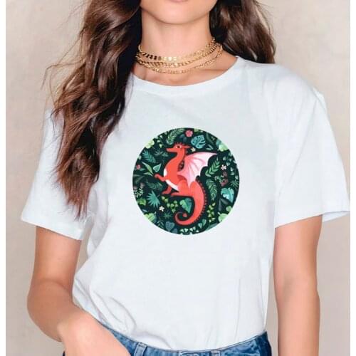 Tropical Plant Dinosaur Clothing Women Vintage Tops Aesthetic Hawaii Tropical Plant Print Tshirt Women Summer Top Aesthetic XL