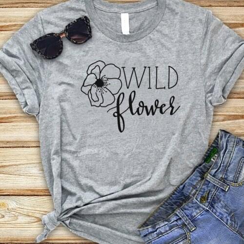 Wild Plants Ulzzang Aesthetic Tees Woman Summer T-shirts Cotton Short Regular Tshirt Casual Tshirt Wild Flower Tshirts