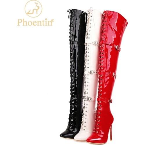 Womens Sexy Over The Knee Boots Pointed Toe Patent leather super high heels Long boot Night Club Shoes plus size 34-48 FT1570