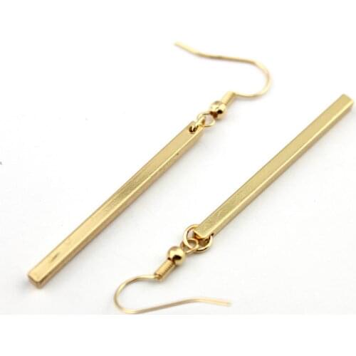 ZWPON Fashion Gold Bar Dangle Earrings for Women Minimalist Long Earrings Geometric Thin Cuboid Drop Earrings Wholesale