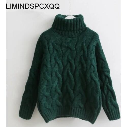 Women Turtleneck Sweaters Autumn Winter 2021 Pull Jumpers European Casual Twist Warm Sweaters Female Oversized Sweater Pull Tops