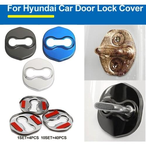 1set 10set Car Decoration Blue/Black/Silvery For IX20 IX30 IX35 I40 Car Door Lock Case Cover Stainless Steel Accessory