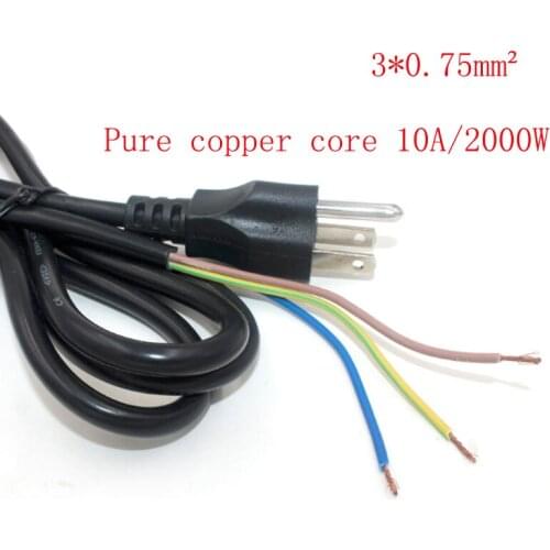 1Pcs Pure copper core 1.5m 1.8m US Standard AC Power Supply Adapter Cord Cable Lead Charging Line Wires For Industrial lighting