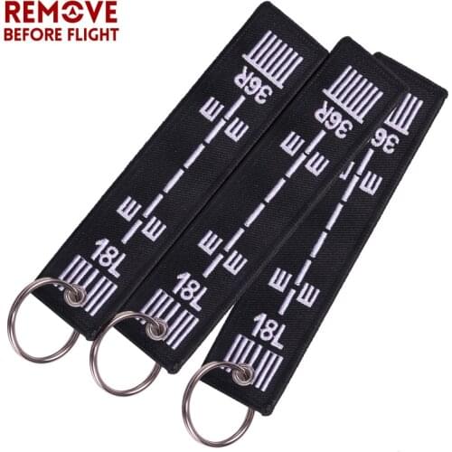3 PCS/LOT Fashion Key Chains for Aviation Embroidery Aircraft Runway Key Ring Chain Remove Before Flight Chain Promotional Gift