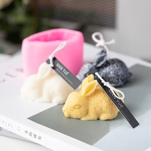 3D Rabbit Mold DIY Aromatherapy Candle Modeling Candle Decorations Christmas Ornaments Easter Rabbit Fondant Silicone Mold