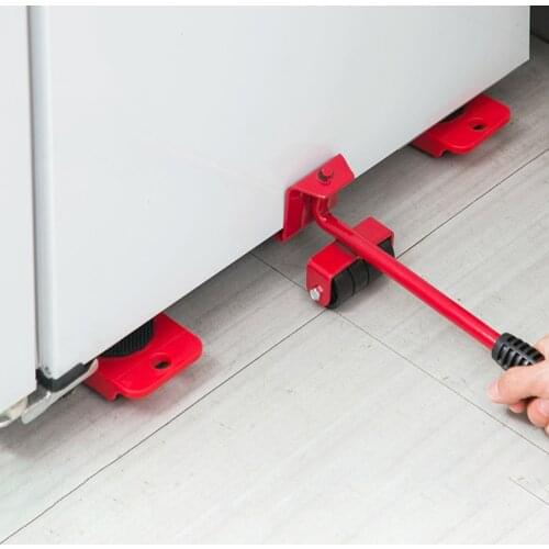 5Pcs/set Professional Furniture Transport Lifter Roller Portable Heavy Stuffs Moving Wheel Bar Mover Device Handling Tool Set